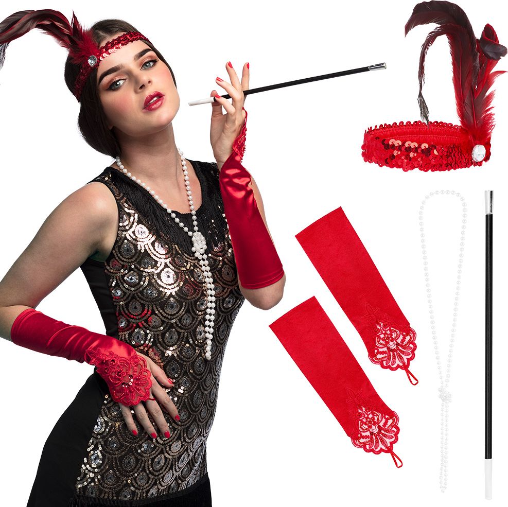 Luxe Flapper set Glamour Rood