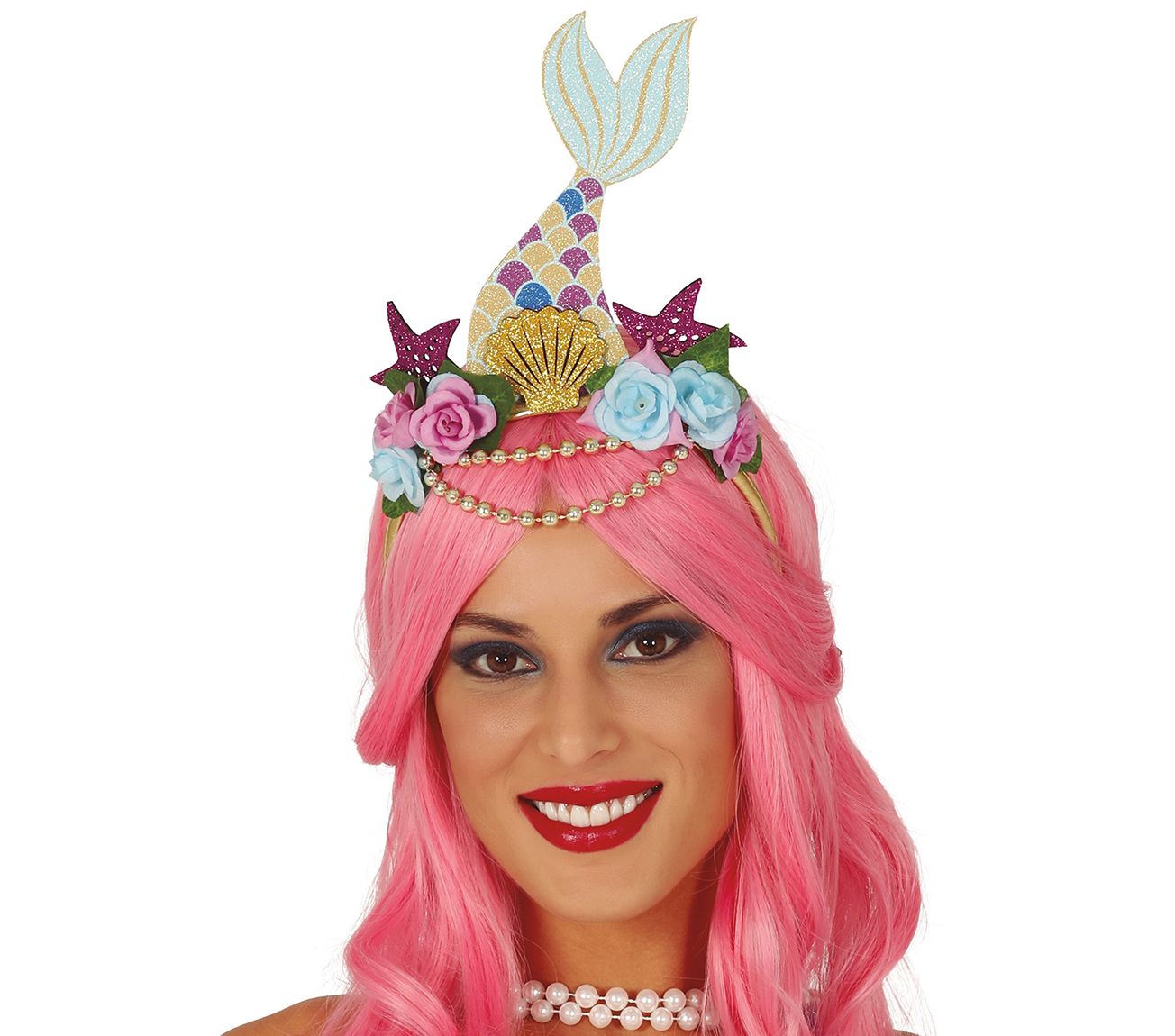 Luxe Glitter Zeemeermin Haarband met Bloemen