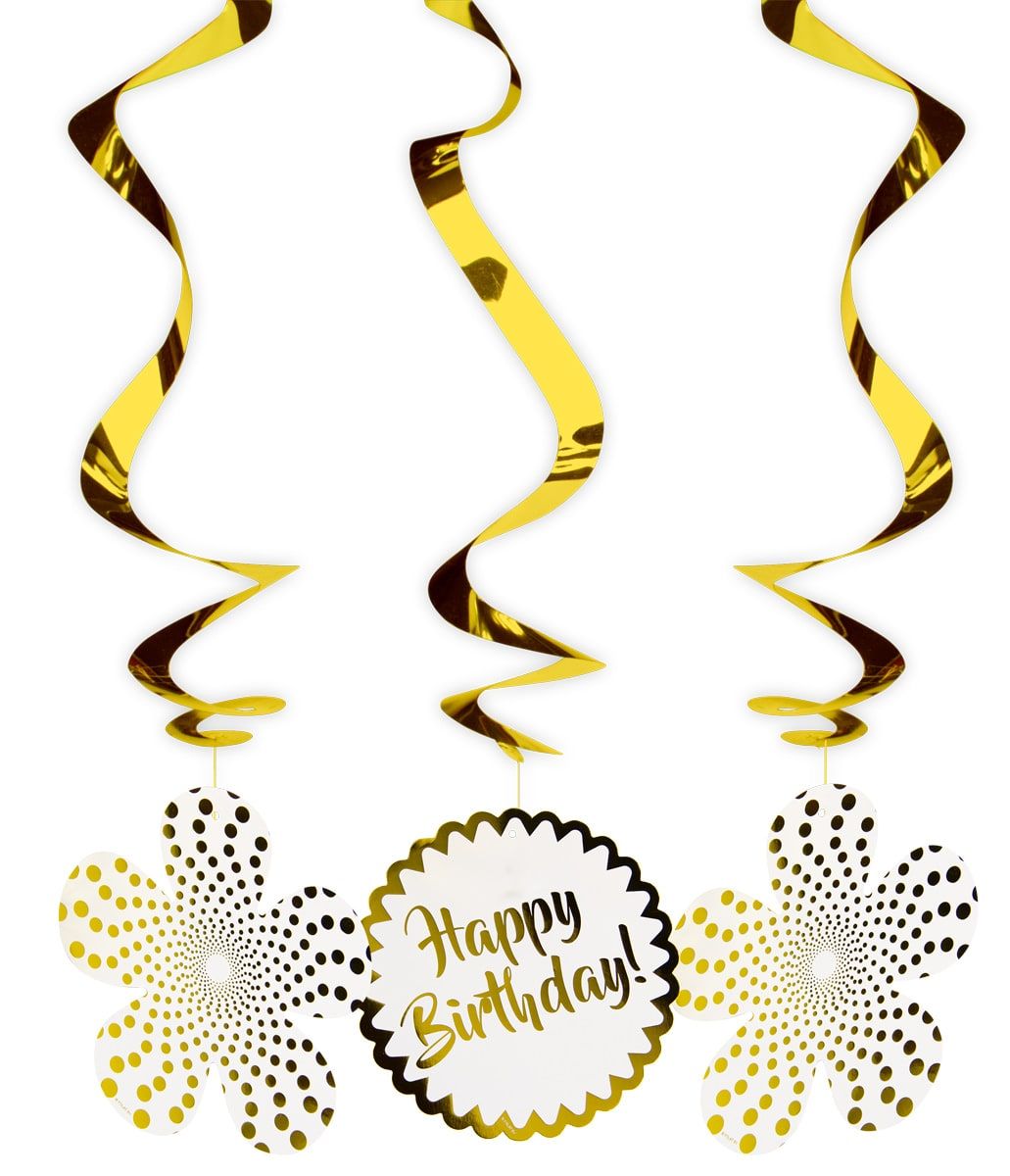 Luxe gouden happy birthday swirl decoratie