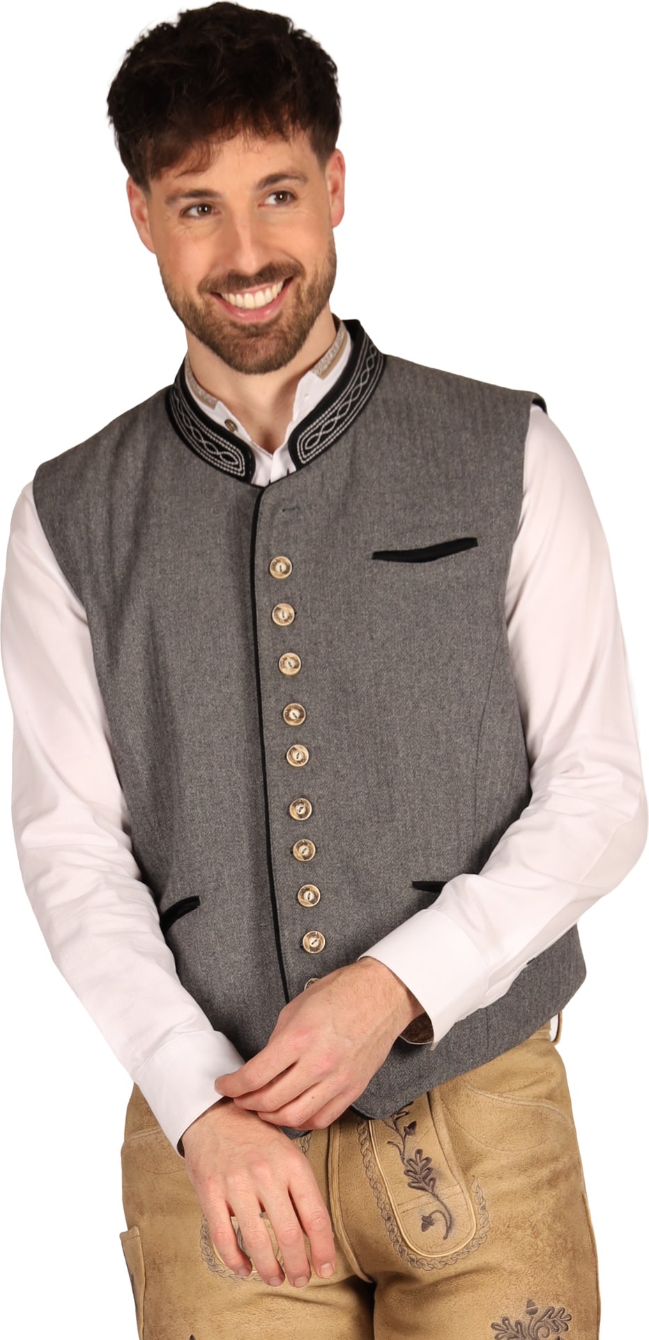Luxe Grijs Tiroler Vest Heren Oktoberfest