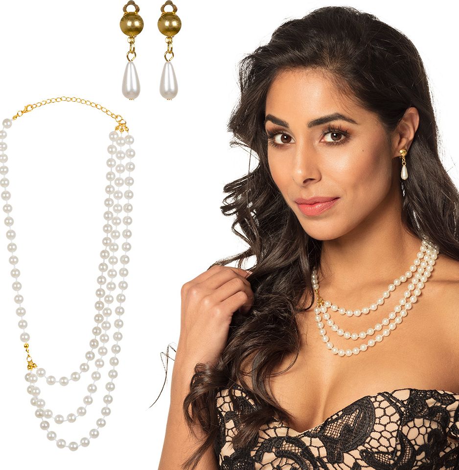 Luxe Juwelenset Parel Ketting en Oorbellen