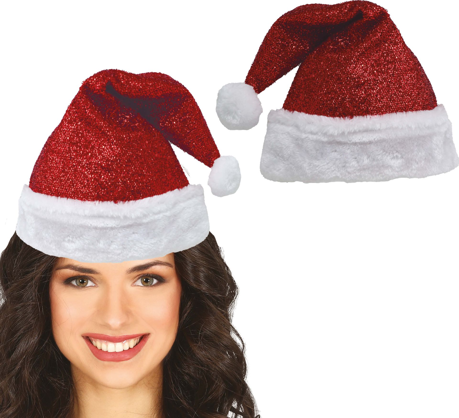 Luxe Kerstmuts Rood Glittereffect