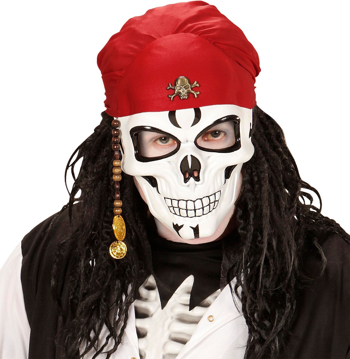 Luxe Piraten Schedel Masker met Bandana en Kralen