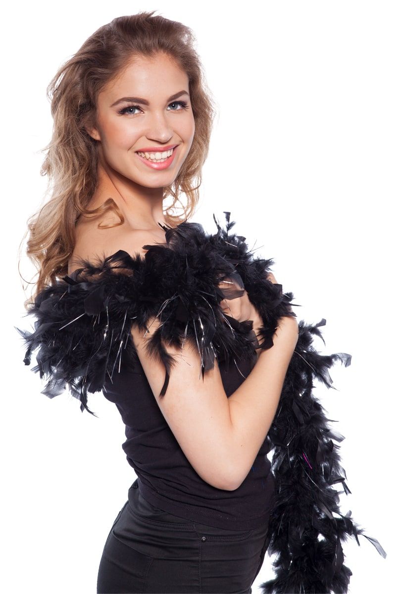 Luxe Veren Boa 180cm Zwart Zilver