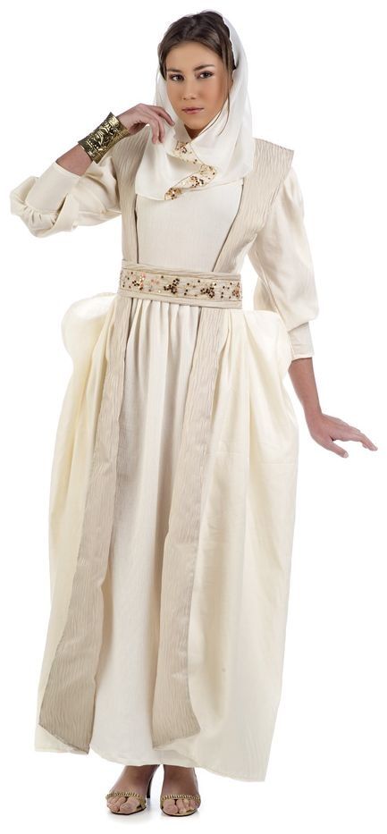 Luxe witte middeleeuwse koningin jurk