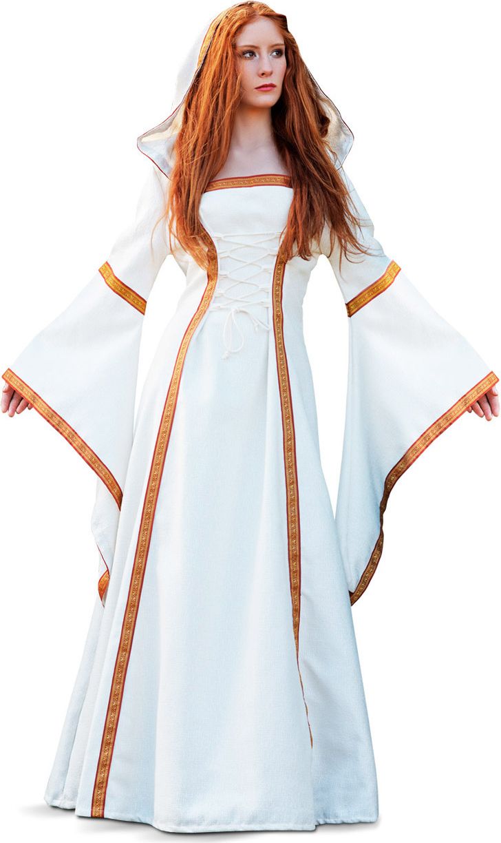 Luxe witte middeleeuwse lange Elanea jurk