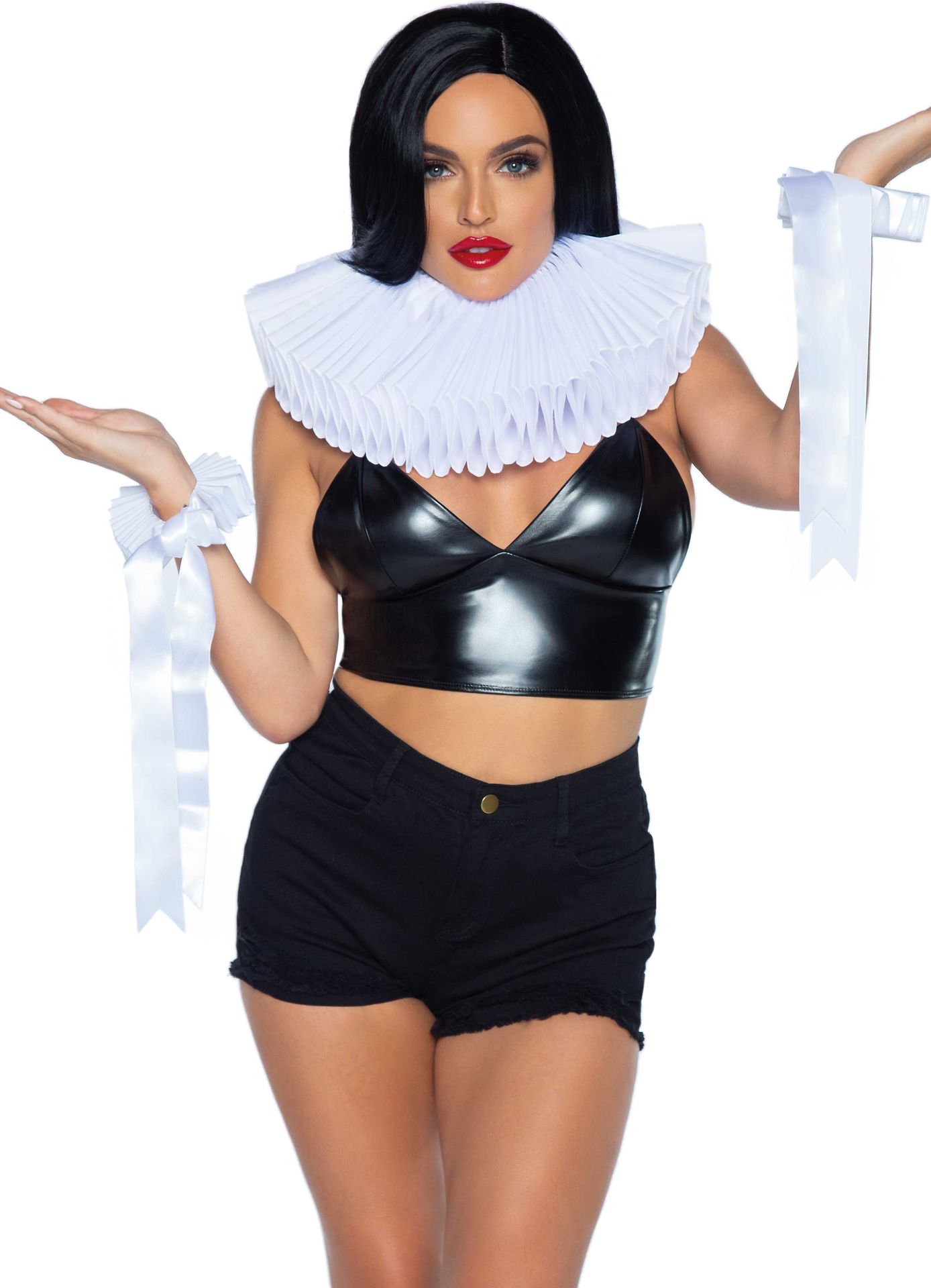 Luxe Witte Plooikraag en Manchetten