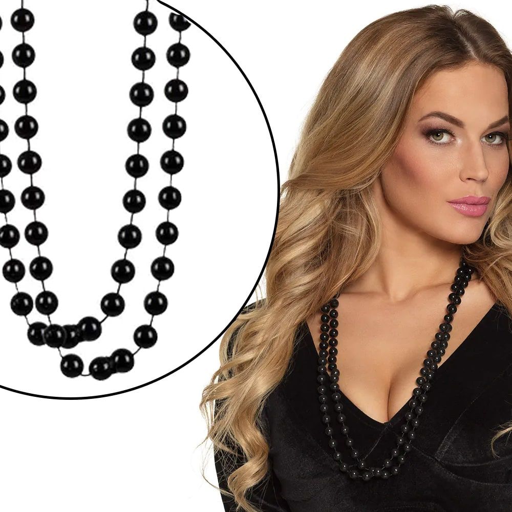 Magali Dubbele Parelketting Zwart