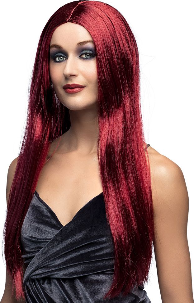 Mahonie Rode Stijle Pruik Lang