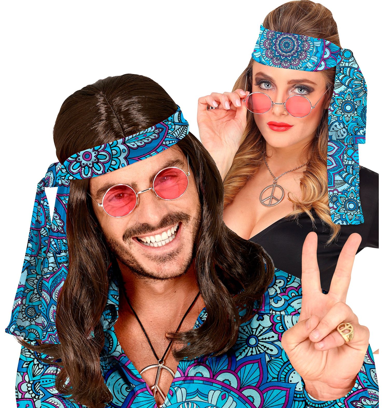 Mandala blauwe hippie hoofdband