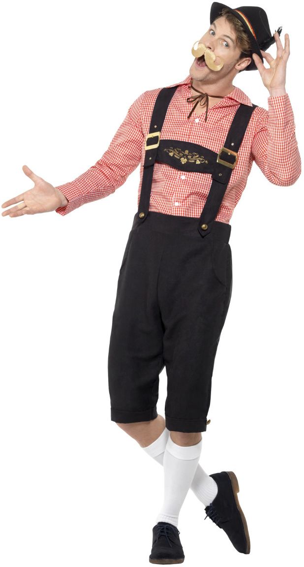 Mannen Suede Tiroler Outfit Rood