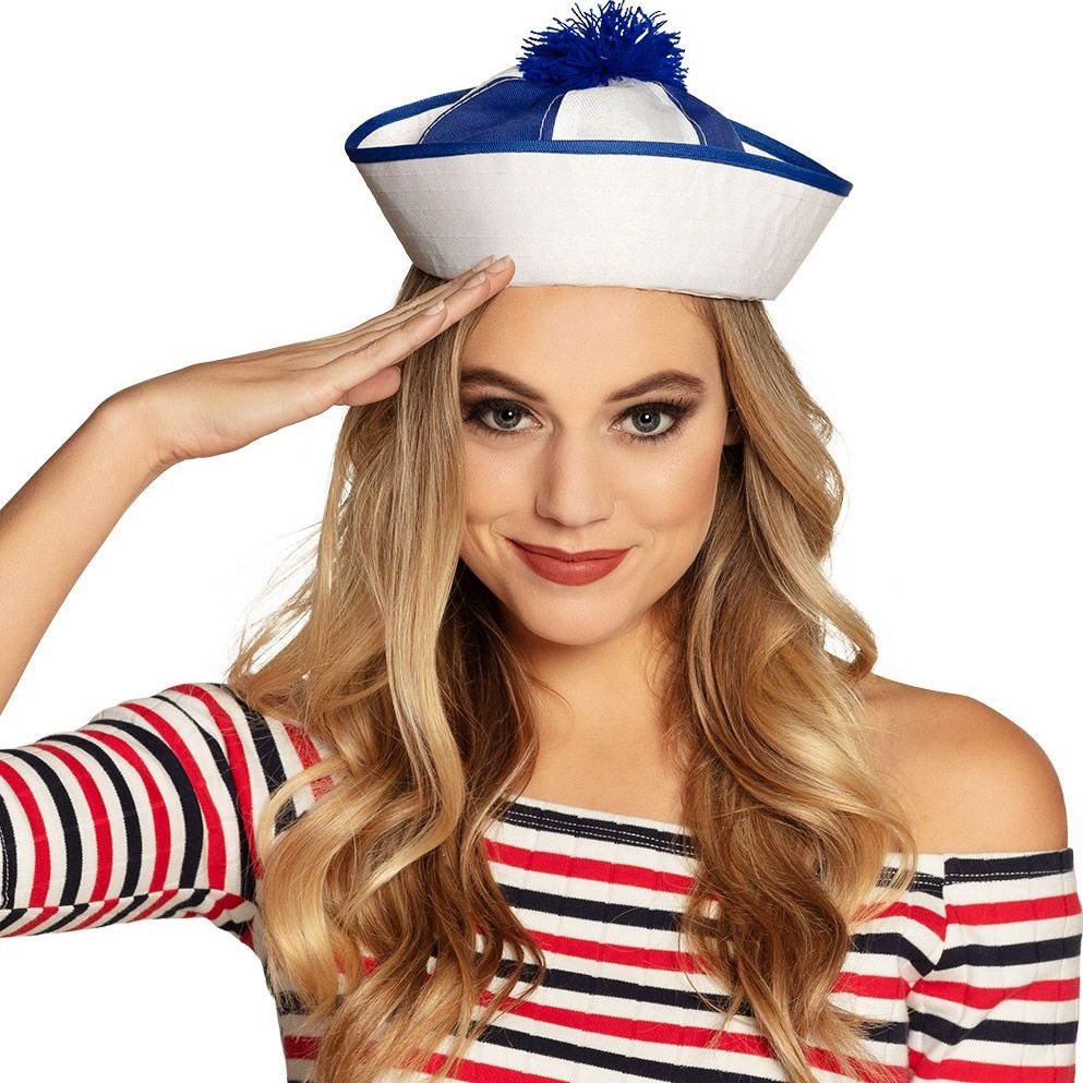 Marine Matroos Petje Wit Blauw