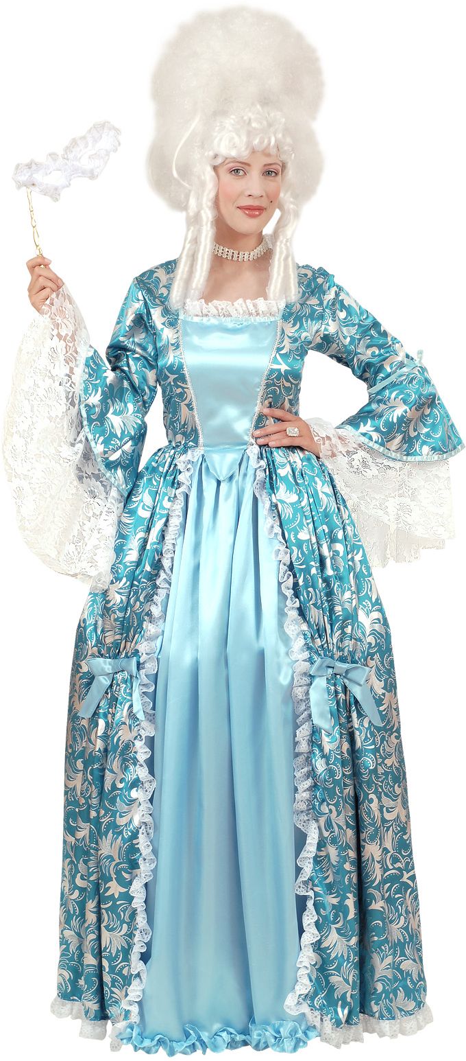 Markiezin Blauw Zilver Kostuum