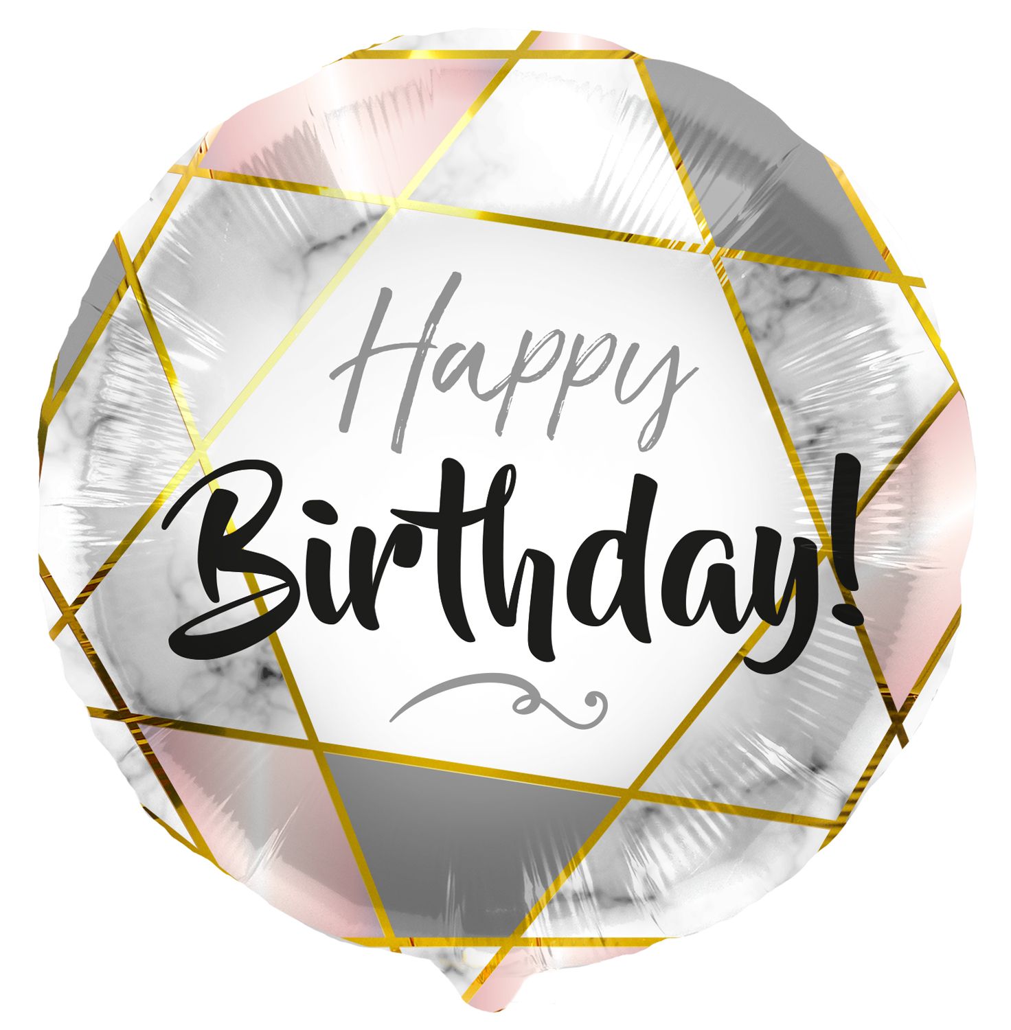 Marmer Happy Birthday Folieballon Roze