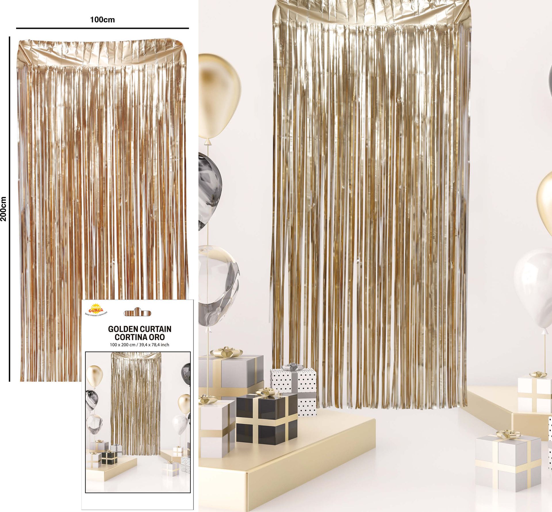 Mat Gouden Metallic Franje Gordijn