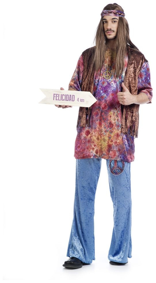 Meerkleurig jaren 60 hippie kostuum
