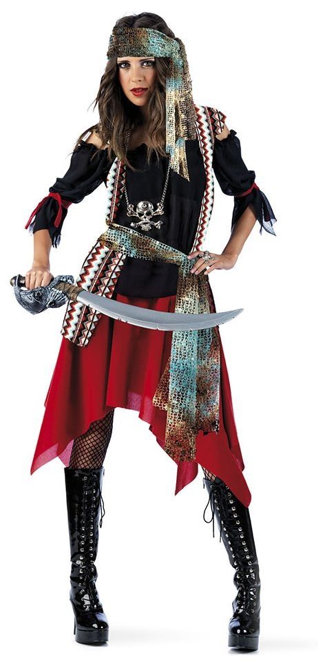 Meerkleurig vrouwelijk piraten kostuum