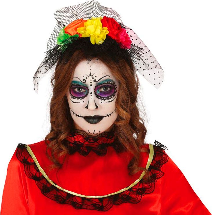 Meerkleurige Dia De Los Muertos Haarband