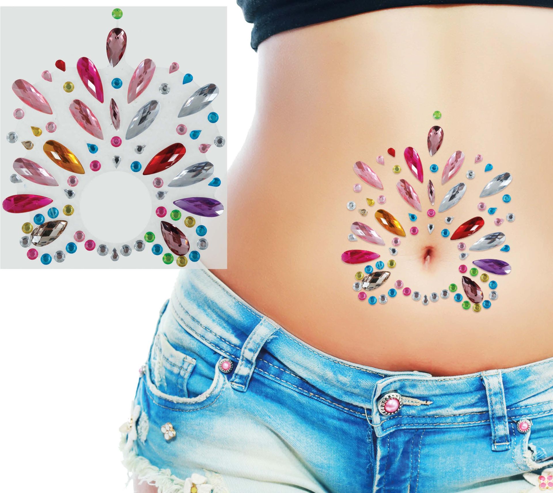 Meerkleurige Diamanten Plakjuwelen Buik