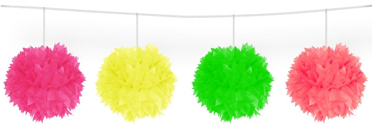 Meerkleurige Neon Pompom Slinger 3 Meter