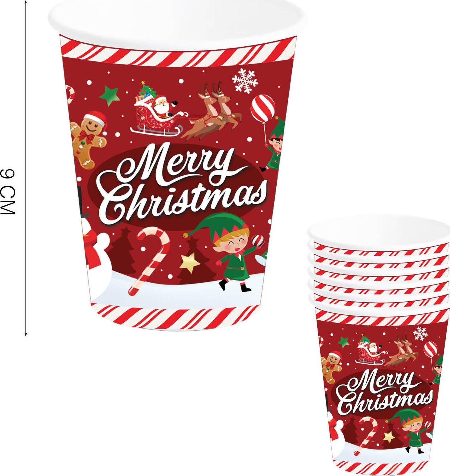 Merry Christmas Wegwerp Bekertjes 6 Stuks