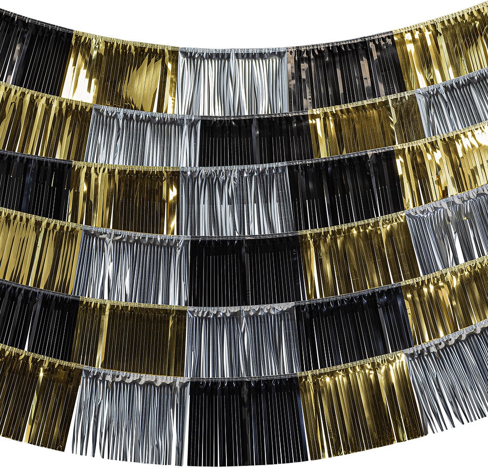 Metallic Backdrop Verjaardagslinger Goud Zilver Zwart