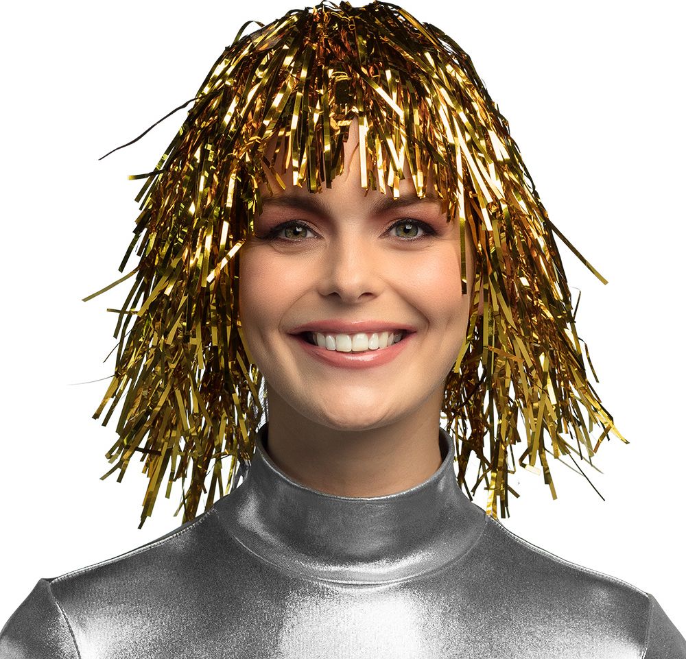 Metallic Disco Pruik Goud