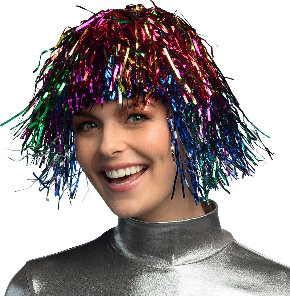 Metallic Disco Pruik Veelkleurig