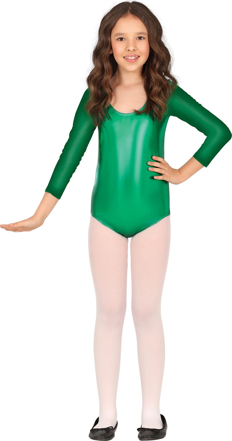 Metallic Groen Lange Mouwen Leotard Kind
