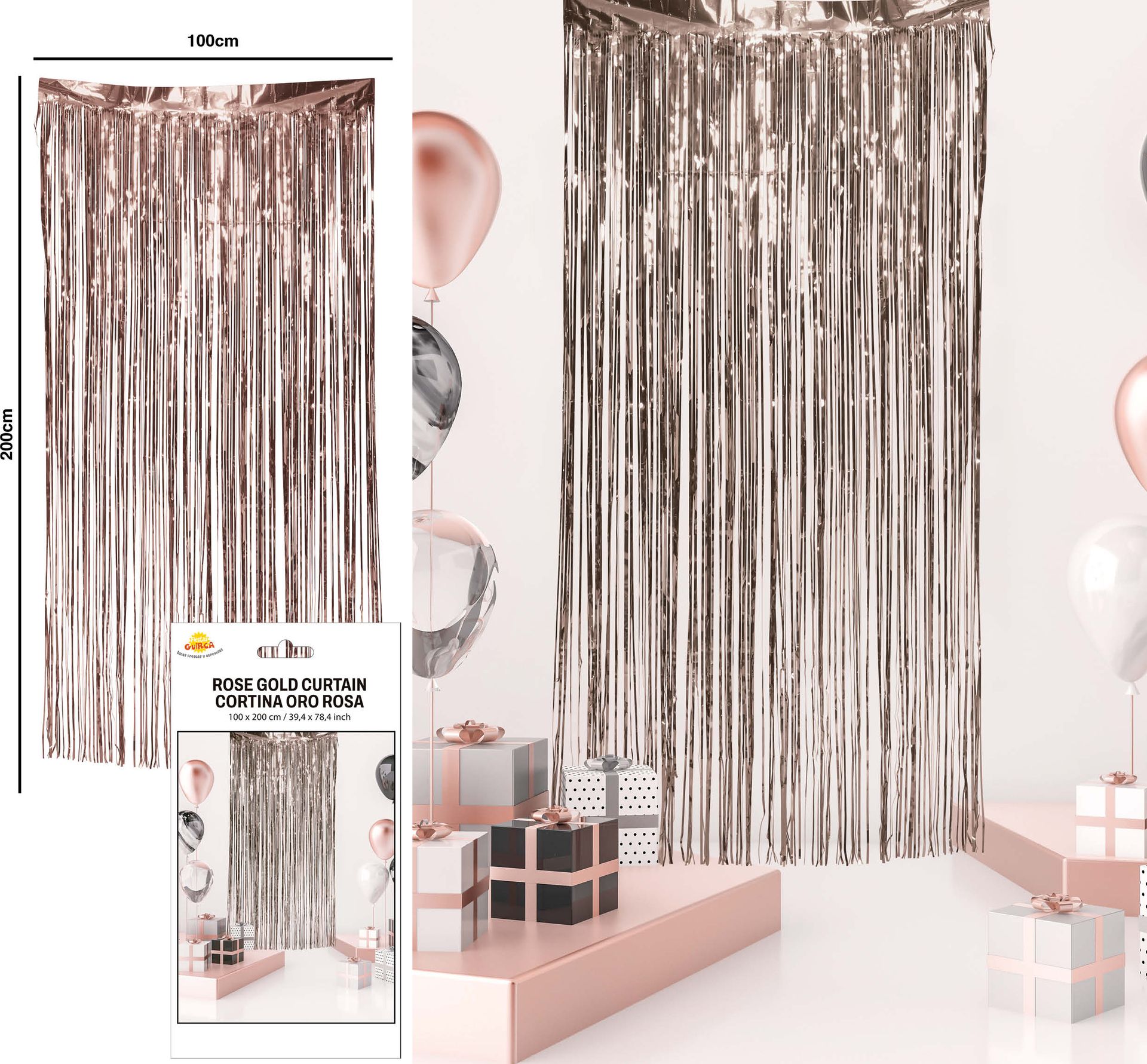 Metallic Rosegold Franje Gordijn