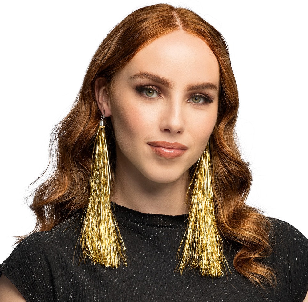 Metallic Tinsel Oorbellen Goud