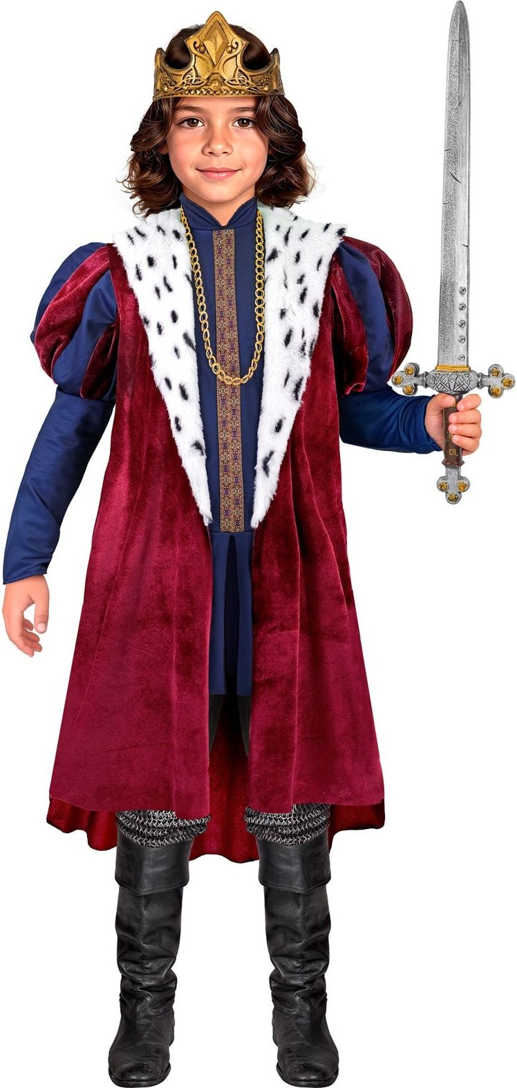 Middeleeuws Koning Kostuum Jongens Rood Blauw