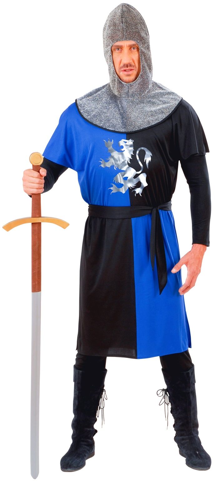 Middeleeuws ridder kostuum blauw zwart