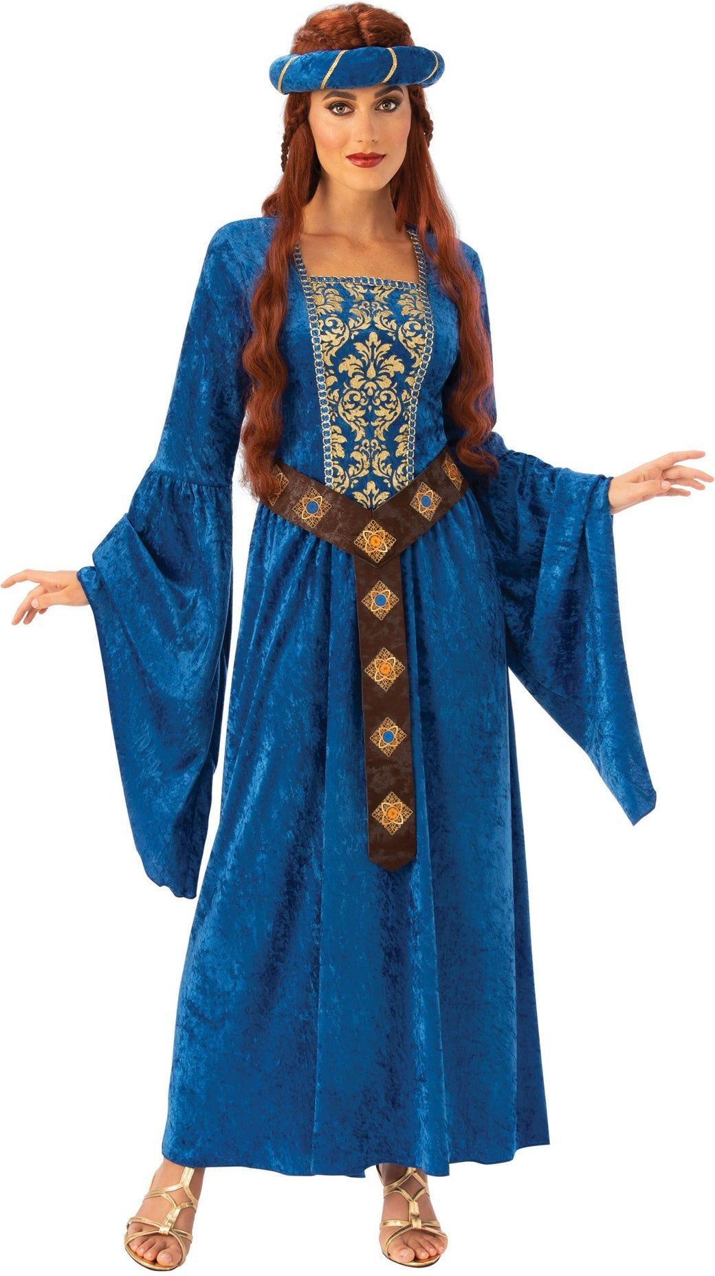 Middeleeuwse Jonkvrouw Dames Kostuum Blauw