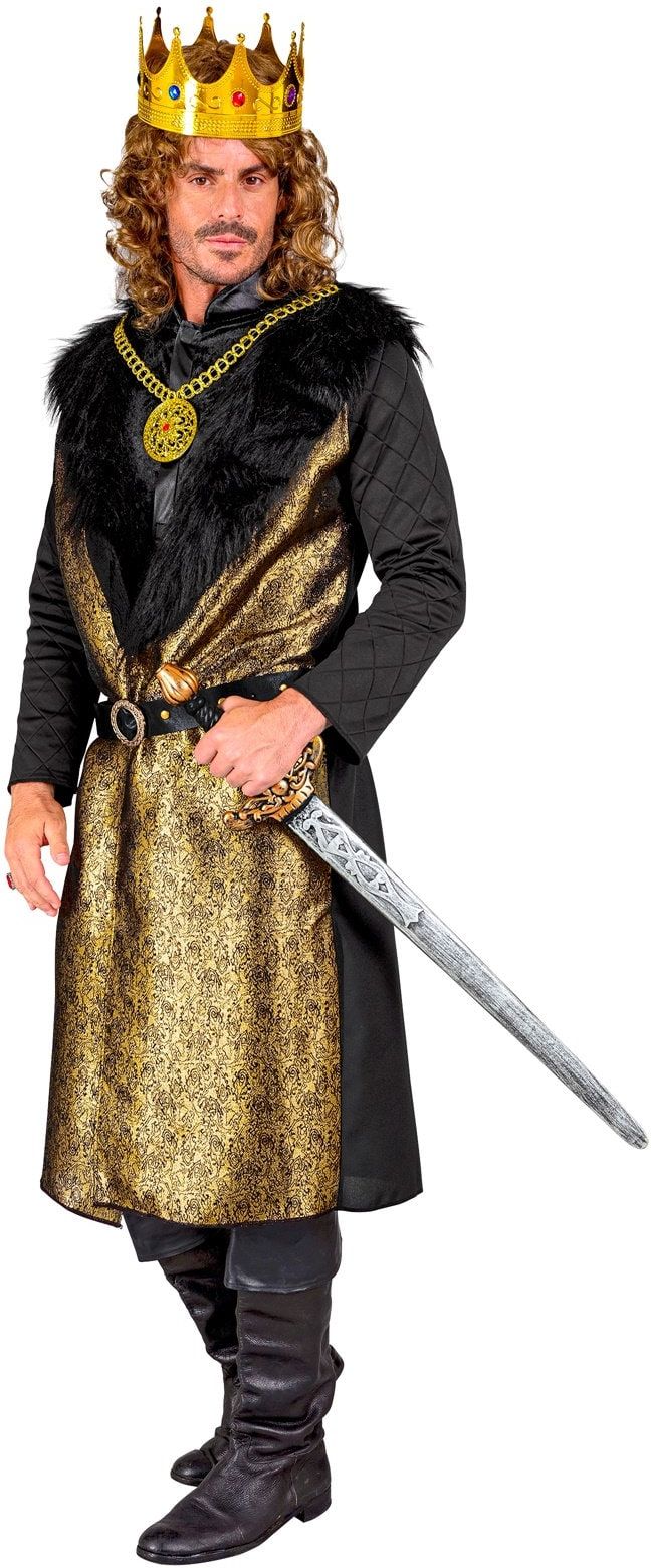 Middeleeuwse Koning Kostuum Heren Goud Zwart