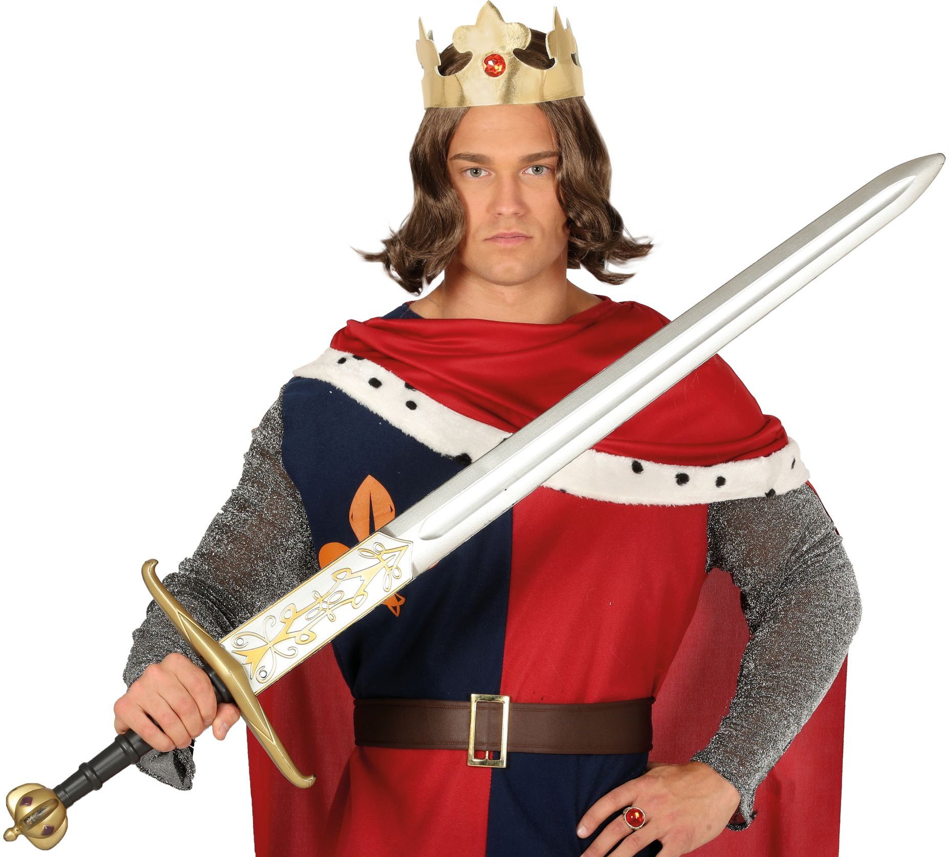 Middeleeuwse koning zwaard met gouddetail