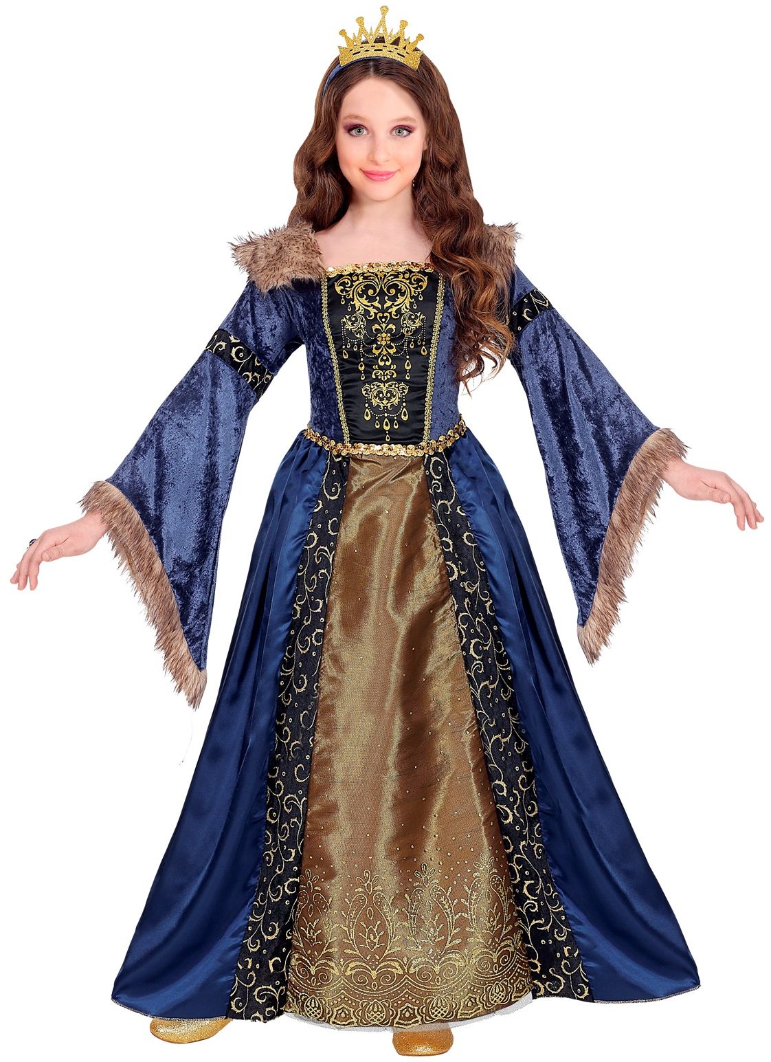 Middeleeuwse Koninginnen Jurk Blauw