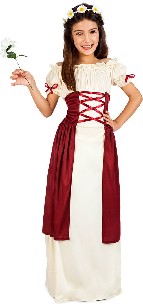 Middeleeuwse Meisjes Jurk met Zonnebloemkroon