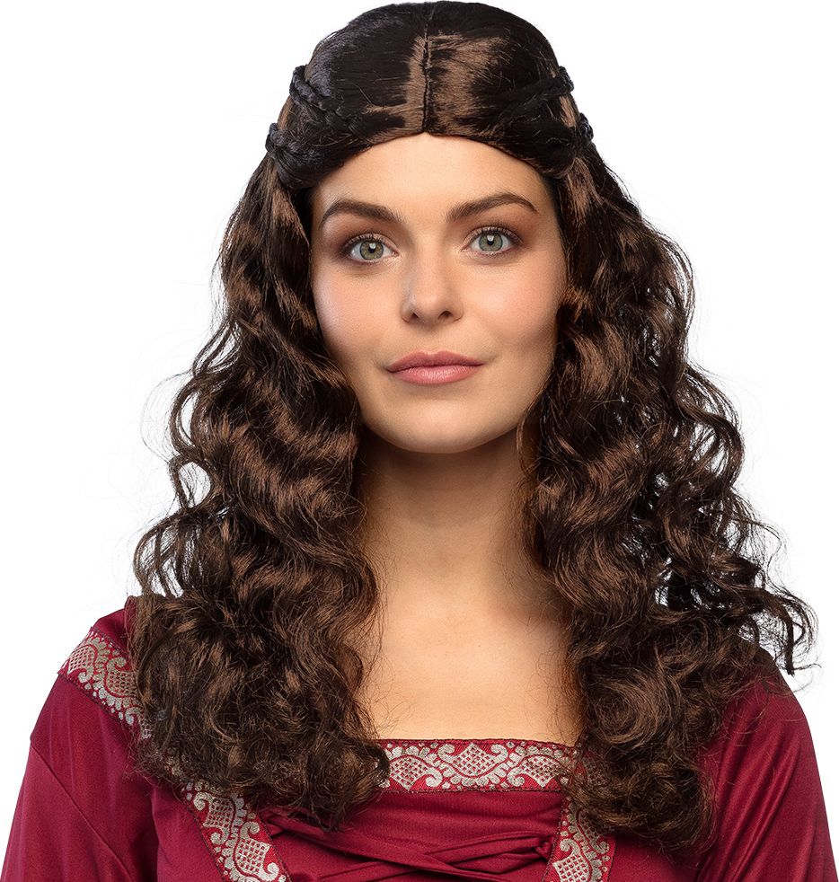Middeleeuwse Pruik Jonkvrouw Bruin