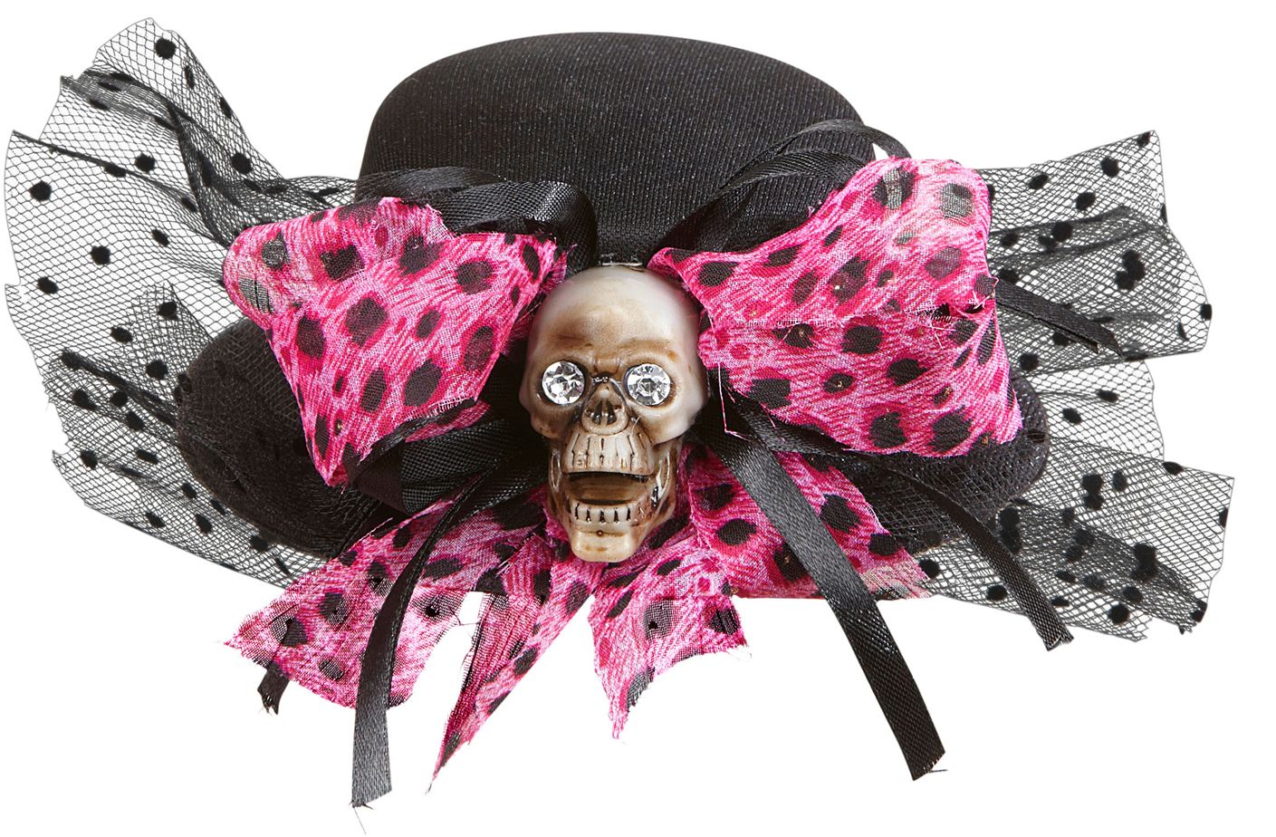 Mini Hoedje met Schedel en Strikje