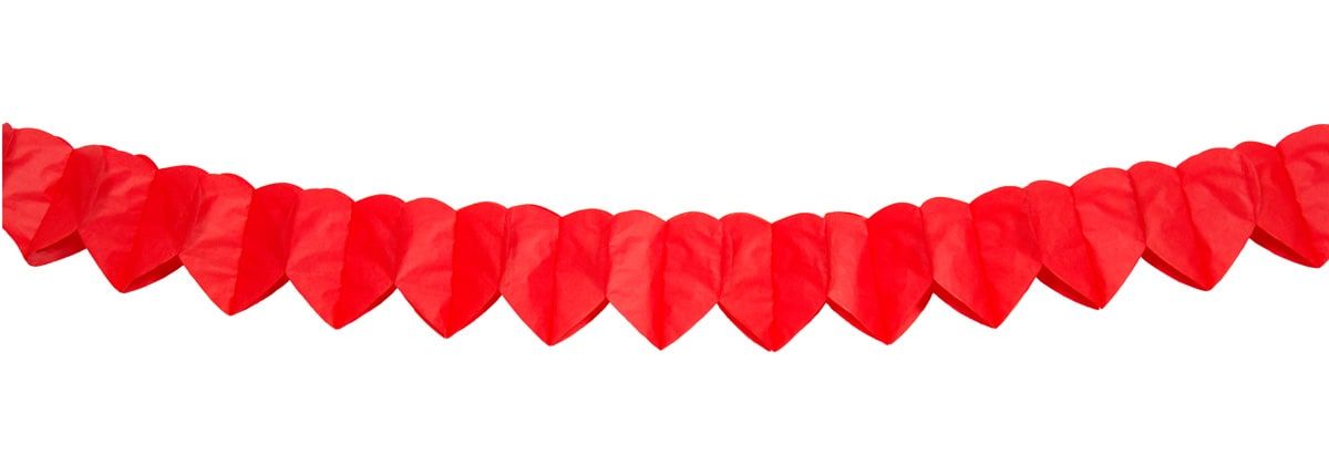 Mini slinger papier hartjes rood 2 meter