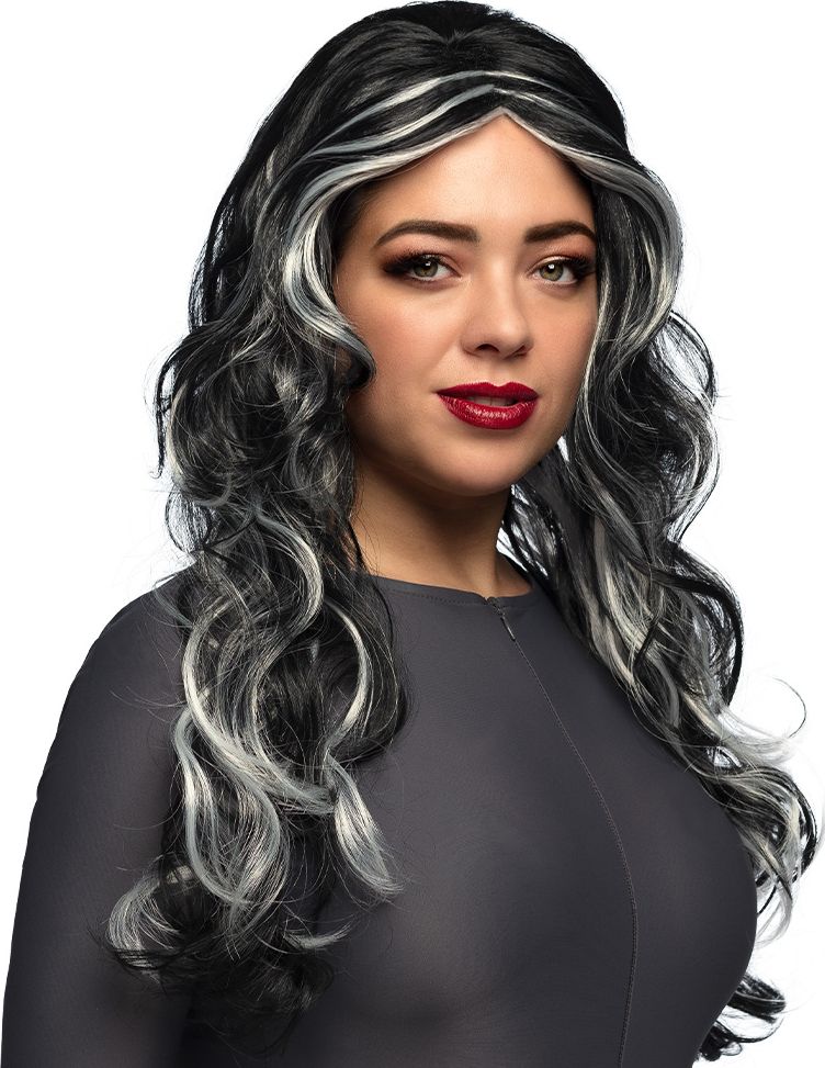 Moeras Heks Pruik Grijs Zwart