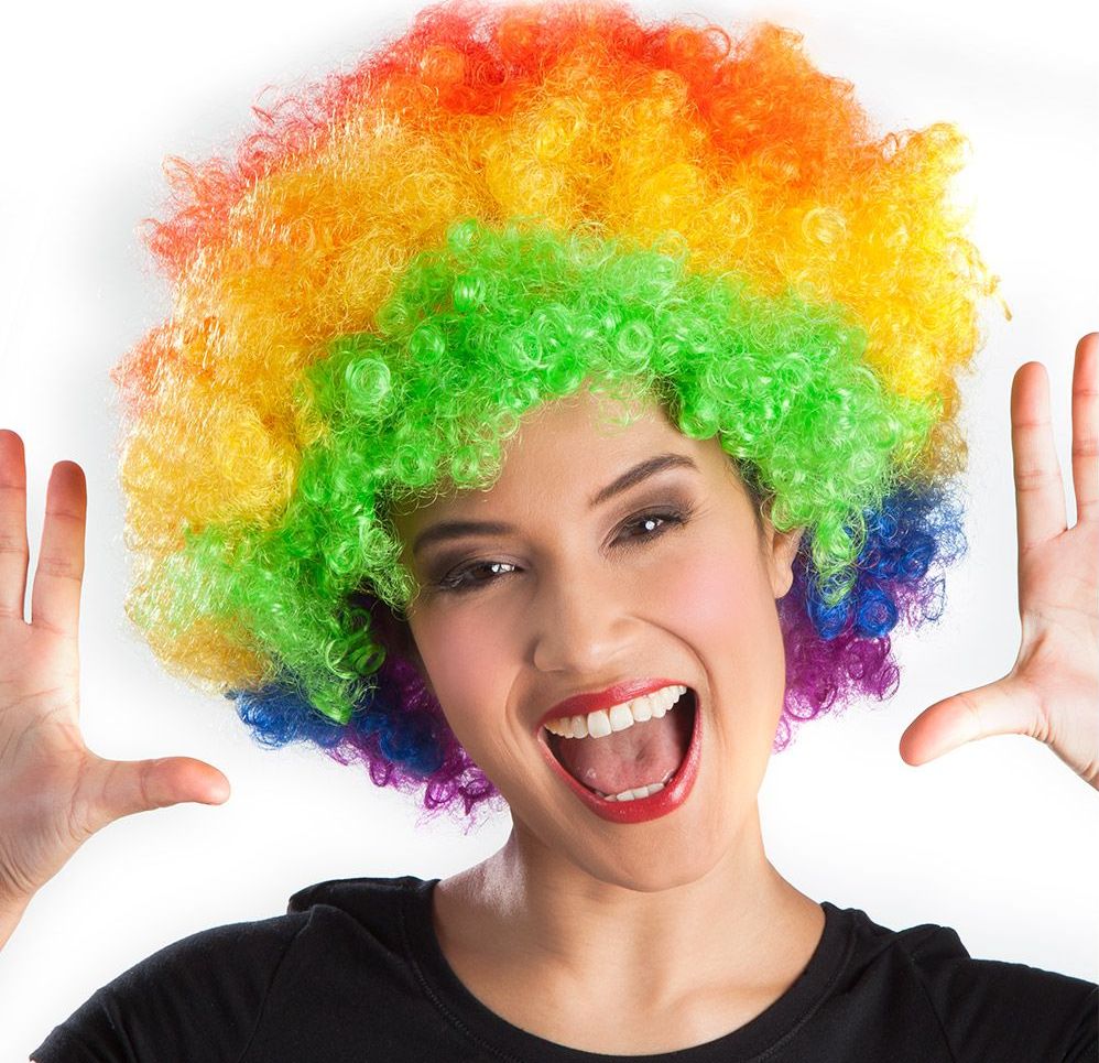 Multicolor 70's Disco Afro Pruik