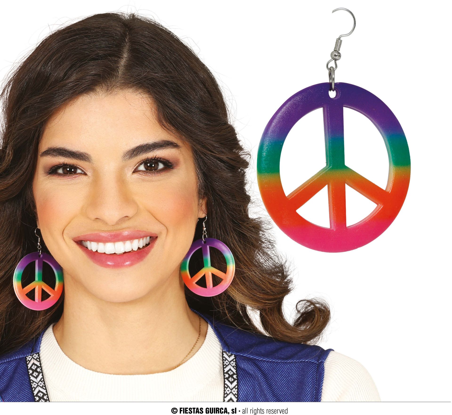 Multikleur Hippie Peace Oorbellen