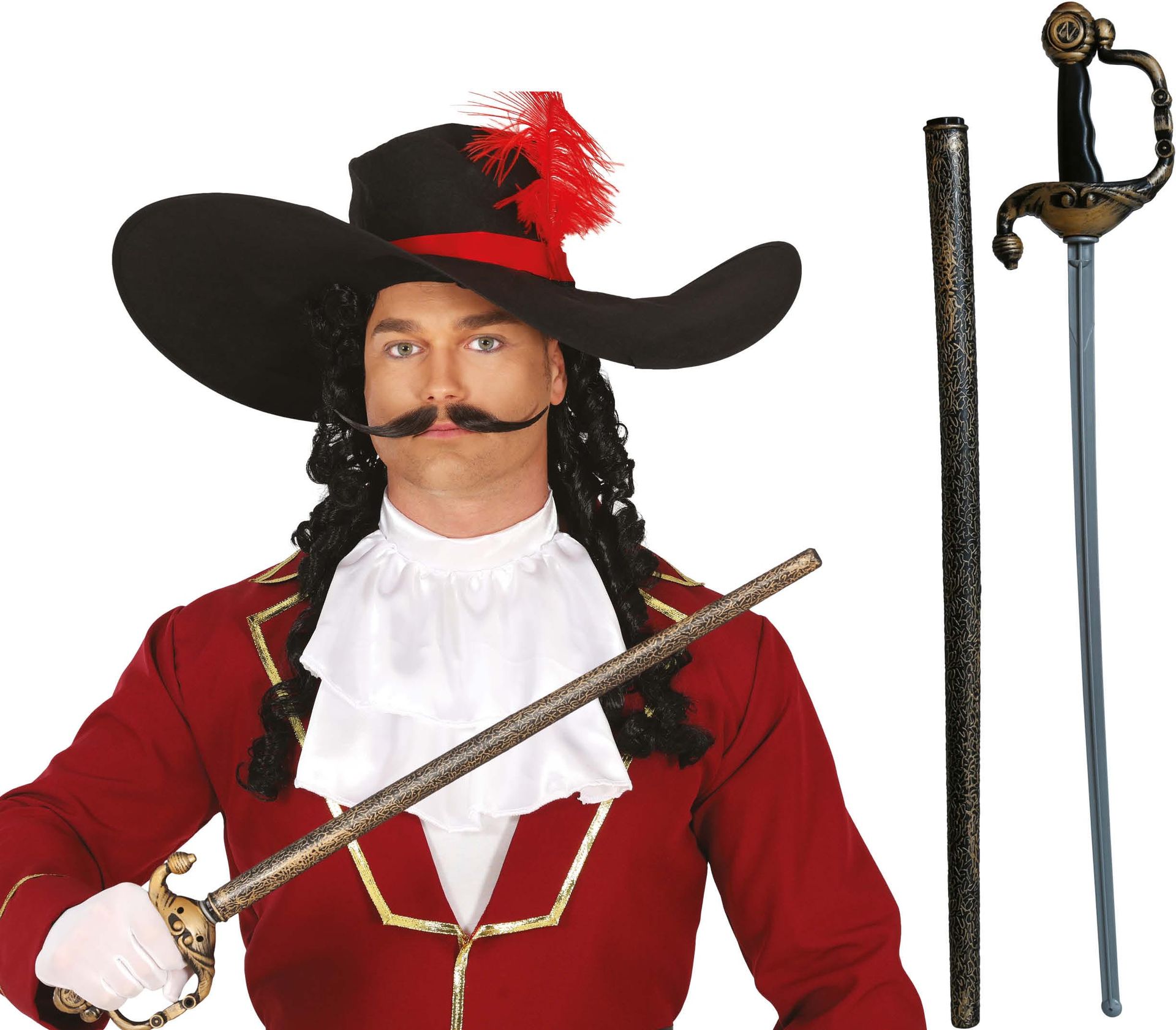 Musketier Sabel met Zwaardhoes Goud 66cm