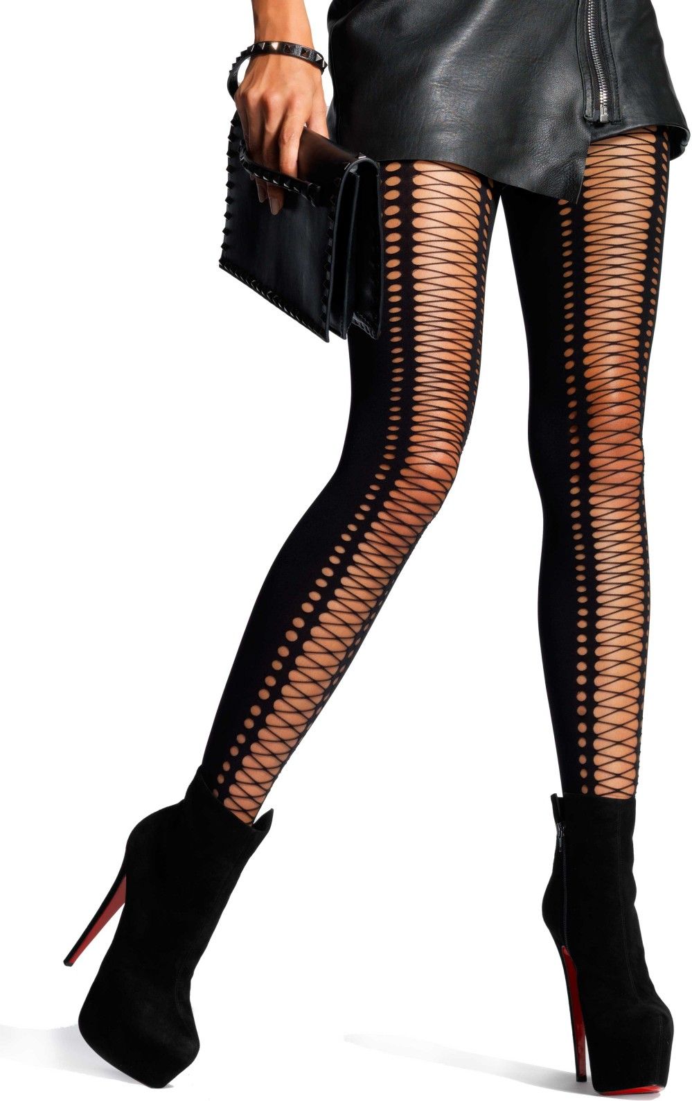 Naadloze Zwarte Elastaan Panty met Korset Effect