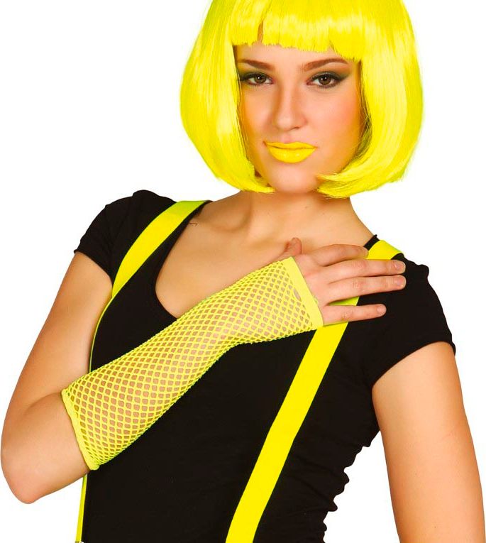 Neon 80's Vingerloze Handschoenen Geel