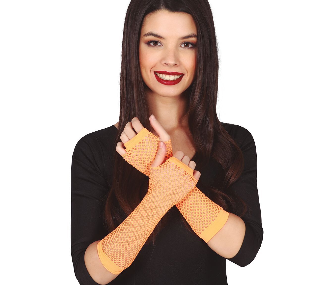 Neon 80s vingerloze handschoenen oranje