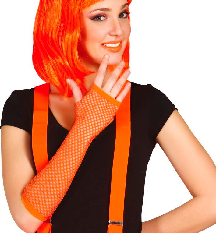 Neon 80's Vingerloze Handschoenen Oranje