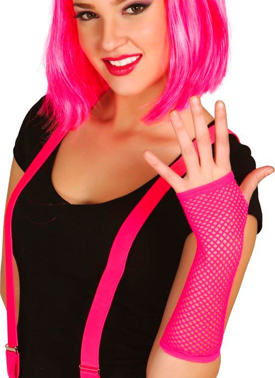 Neon 80's Vingerloze Handschoenen Roze